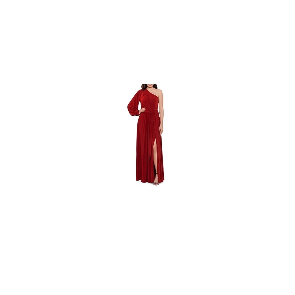 AQUA Formal Gown Womens 4 Rust Excellent One Shoulder Draped A24711
